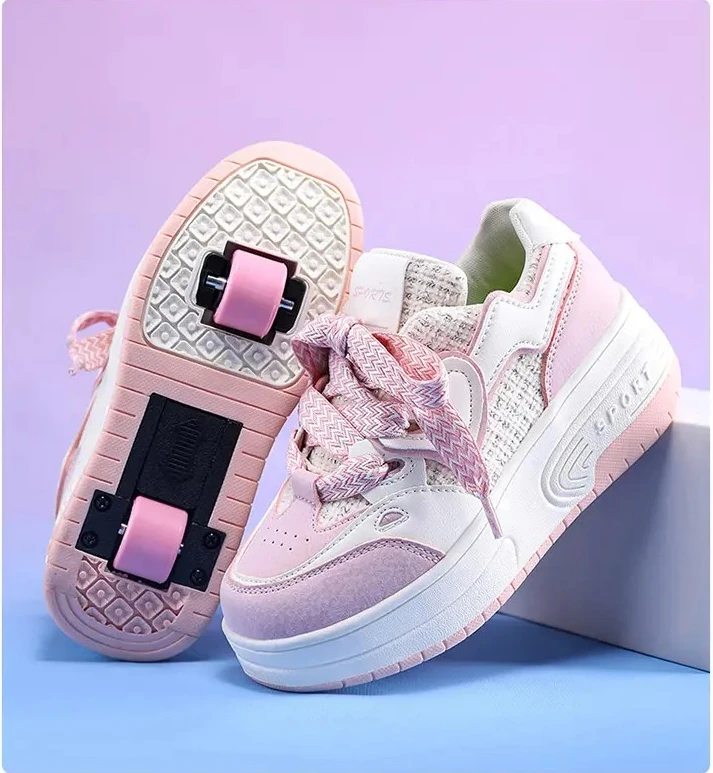 

2 Wheels Roller Skate Shoes,Kids Boys Girls Outdoor Parkour roller skates ,Children's gift, Walking shoes kids sneakers