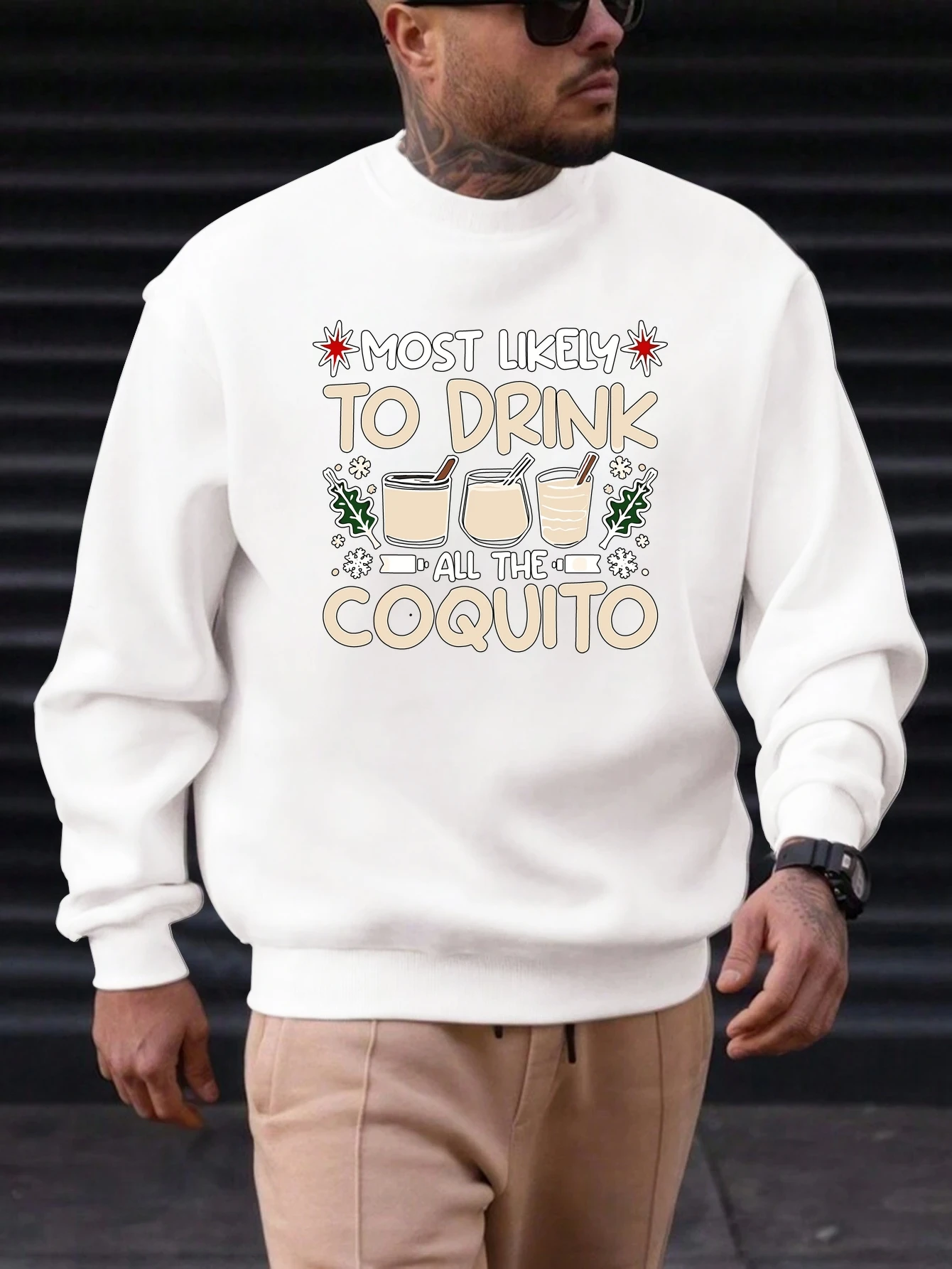

Men's Cotton Round Neck Sweatshirt English Font Pattern Printing 2025 New Trending Fashion Casual High Quality Top Clothing