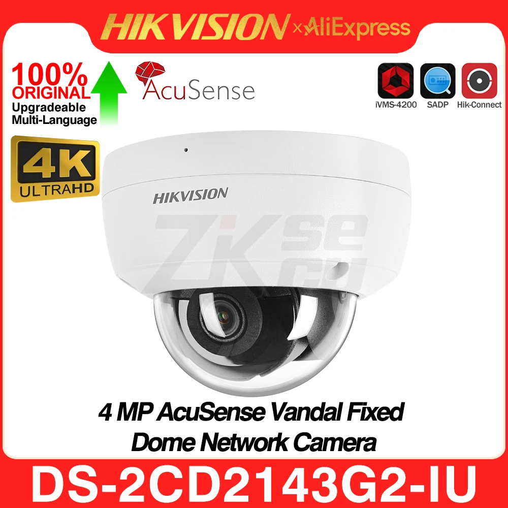 Hikvision 4MP IP Camera DS-2CD2143G2-IU AcuSense Human&Vehicle Detect Smart Event Built-in MIC SD Slot IP67 POE Bullet CCTV IPC