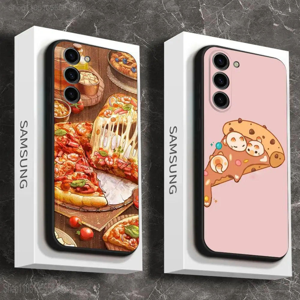 

Delicious cartoon pizza Phone Case For Samsung Galaxy A 91,80,73,72,71,53,52,51,22,5G Shockproof Soft Black Cover