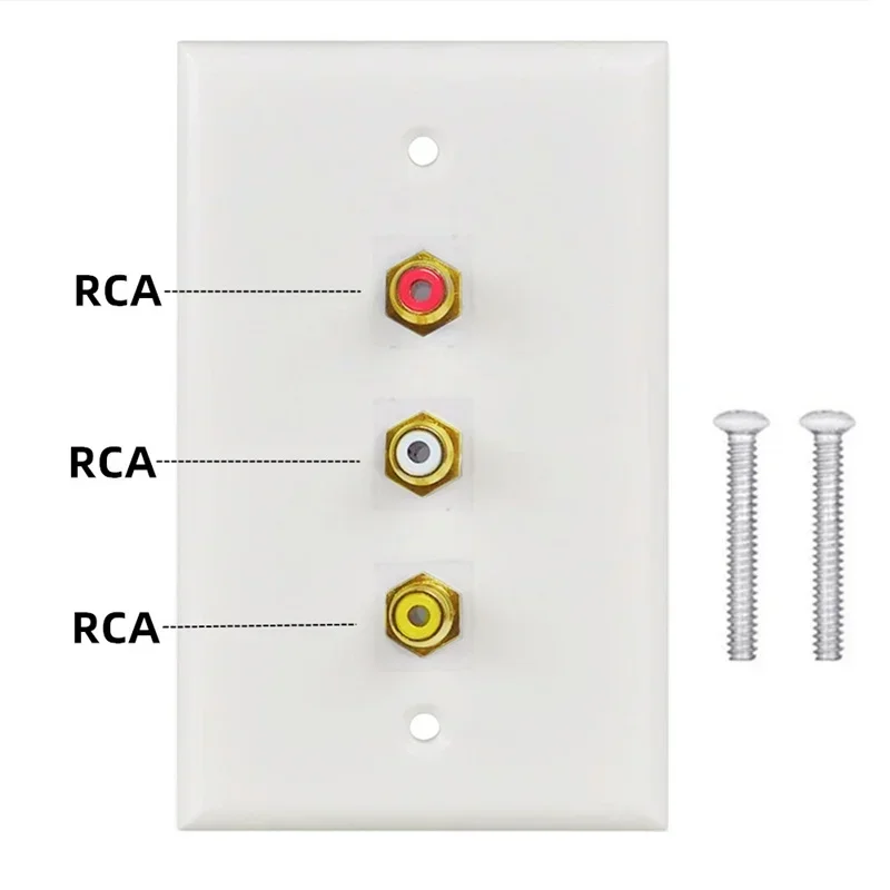 3 RCA Wall Plate Composite Audio Video RCA  Keystone Jack Wall Plate Female to Female Connector For Home Theater AV