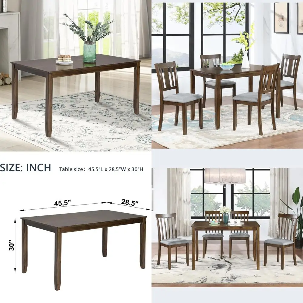 طاولة طعام مستطيلة لبيت المزرعة تتسع لـ 4 أشخاص، مناسبة للمطبخ وغرفة الطعام