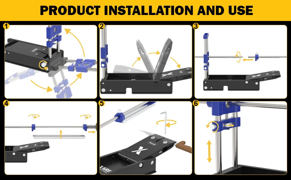 Faltbares tragbares Messerschärfsystem, verstellbares Messerschärfset mit 3-teiligen Aluminiumplatten und Diamanten – Detail 6