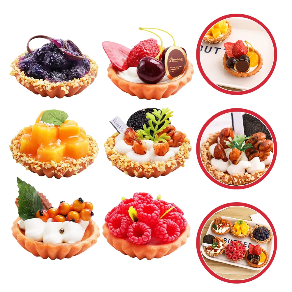 

6 Pcs Photo Prop Decorations Fake Food Cakes Models Lifelike Artificial Dessert Pvc Desktop Child Birthday