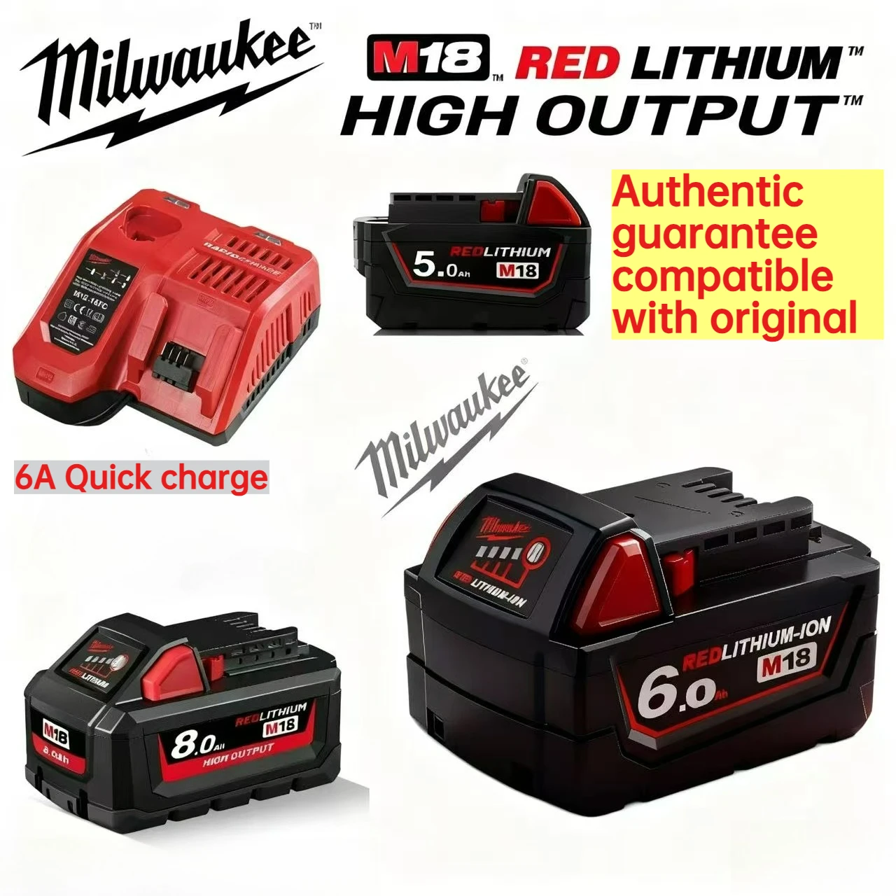 

HB8 Milwaukee M18 Battery:Equipped with a robust 5/6Ah Lithium Battery, ensuring long-lasting performance for all M18 tools.