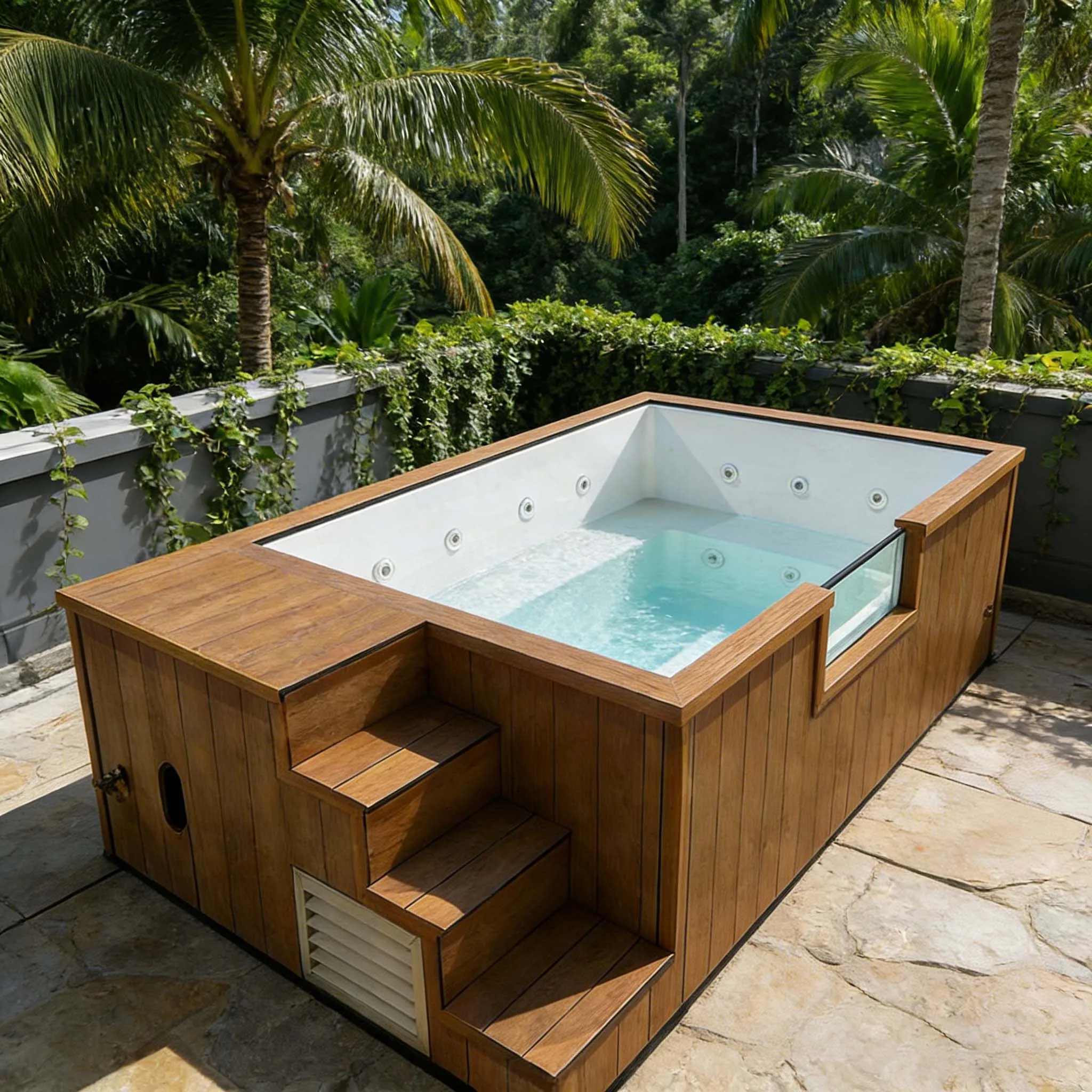 Luxury container swimming pool 40ft large rustproof stainless steel waterproof swimming container garden hotel resort Customized