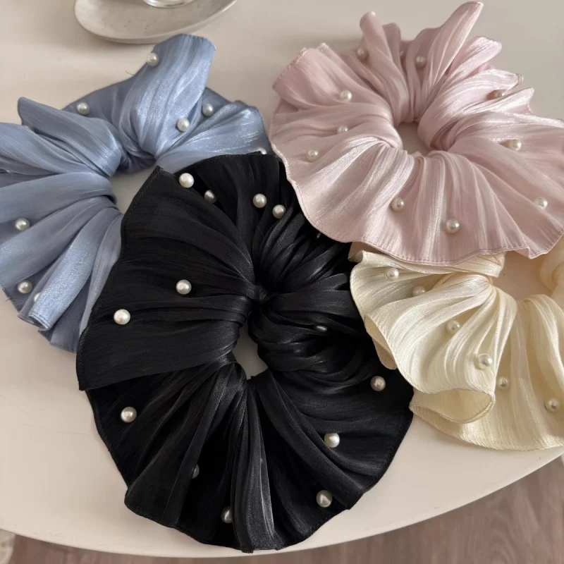 

Korean Style Beaded Scrunchie Women, New Sweet Tie, Ponytail Rope, Fairy-Like , Elegant Elastic Hair Band, Large
