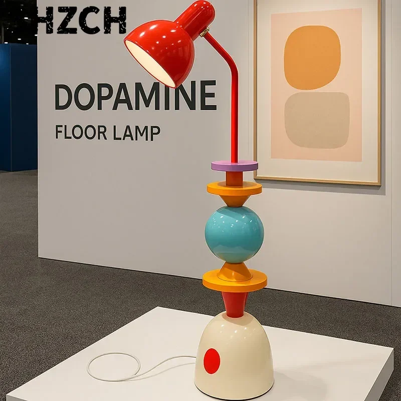 Creative Dopamine Sculpture Floor Lamp Art Ornament Adjustable Lamp Head Decor Standing Light Bedroom Kids Room Reading Lamp