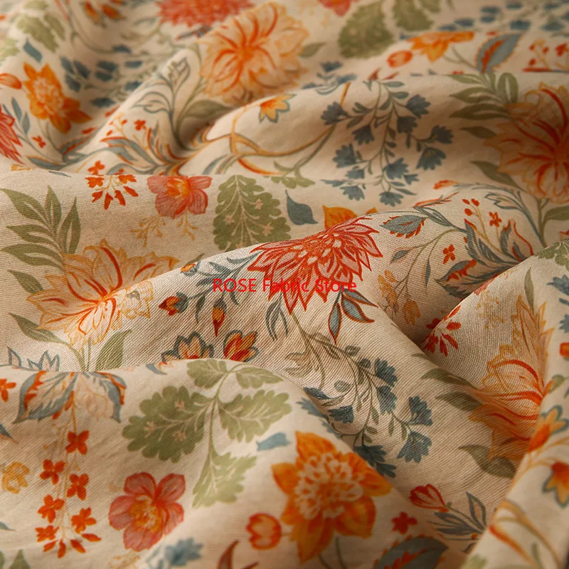 

1-метровая цифровая печать, цветочная парча, хлопчатобумажная ткань, рубашка, платье, юбка, ткань ручной работы «сделай сам»