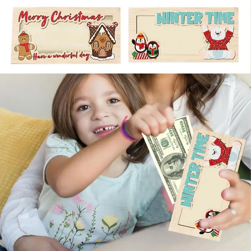 Christmas Cash Holder Wooden Surprise Money Holder Cash 7 X 3.5 Inches Funny Money Cash Holder For Men Girls Boys