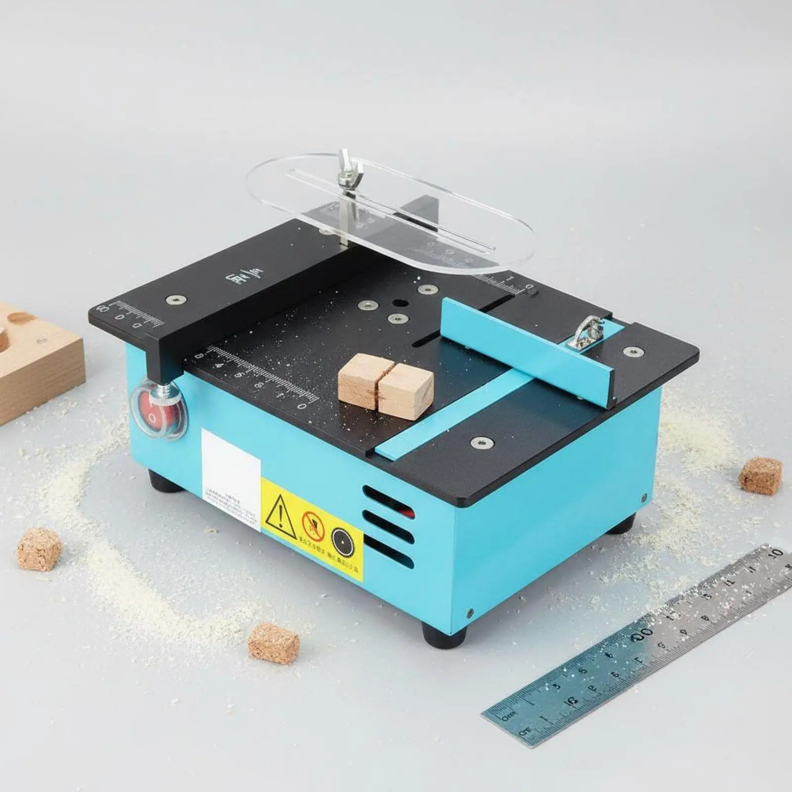 Mini Table Saw 96W Powerful Motor Portable Electric Table Saw Adjustable Blade Height DIY Hobby Cutting Machine for Hobbyists,