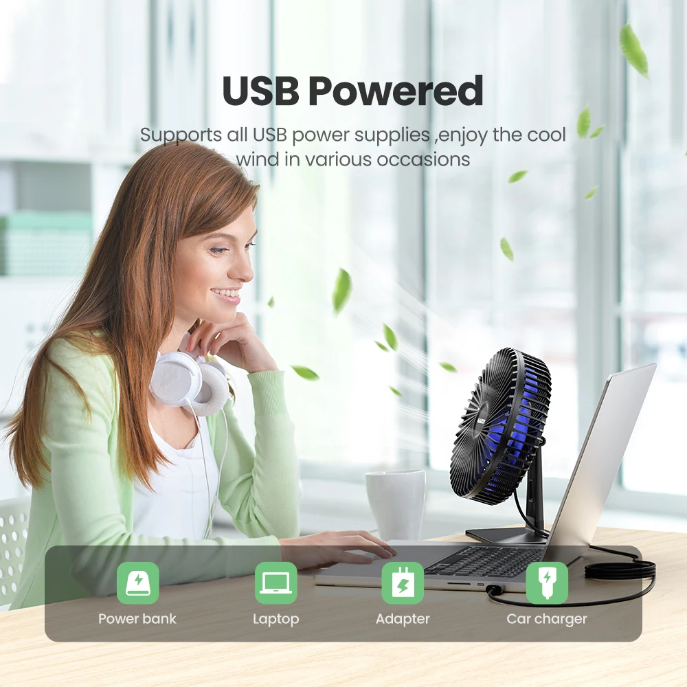 Gaiatop ventilador de mesa portátil ventilador usb 90 ° ajustável ventilador de refrigeração mudo 4 ajuste velocidade ultra silencioso adequado para escritório de mesa em casa