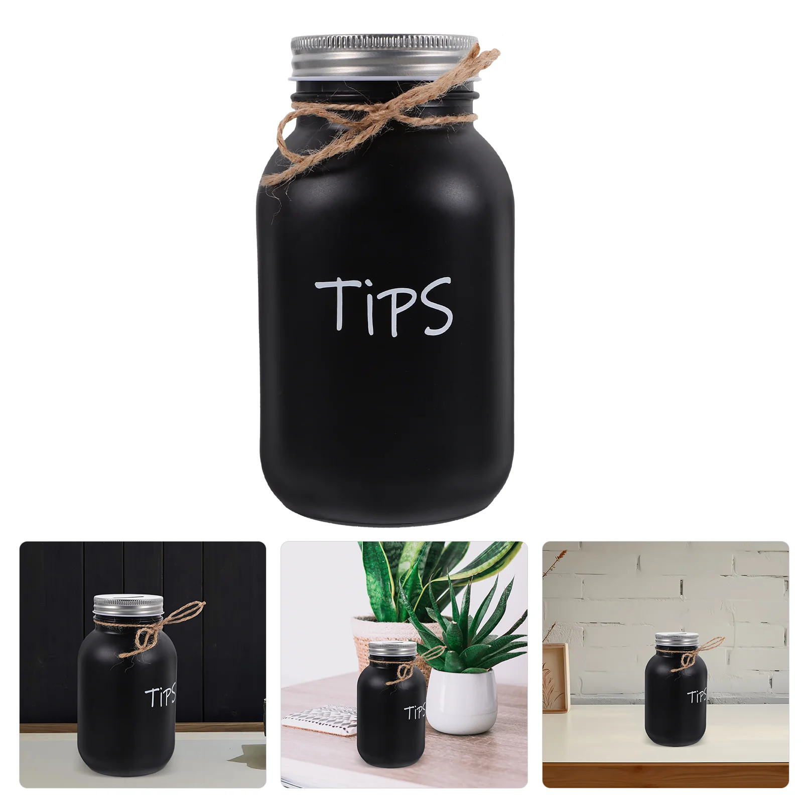 Mason Jars Piggy Bank Unique Money for Adults Glass Decoration Pot Home Coins Container Black Child