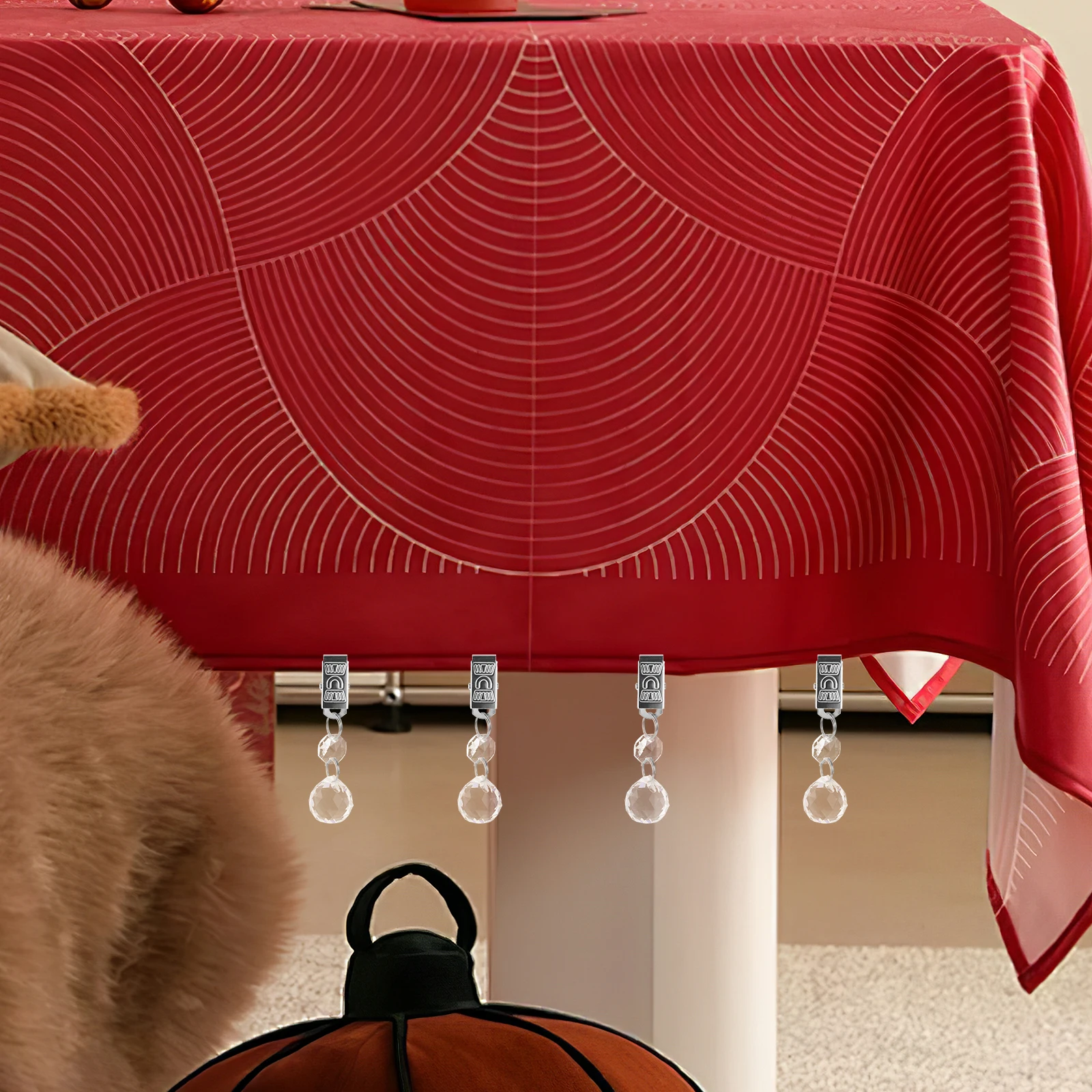 

12pcs Crystal Tablecloth Weights Metal Clip Decorative Drapery Holders For Outdoor Events Garden Parties Picnic Tables Windy