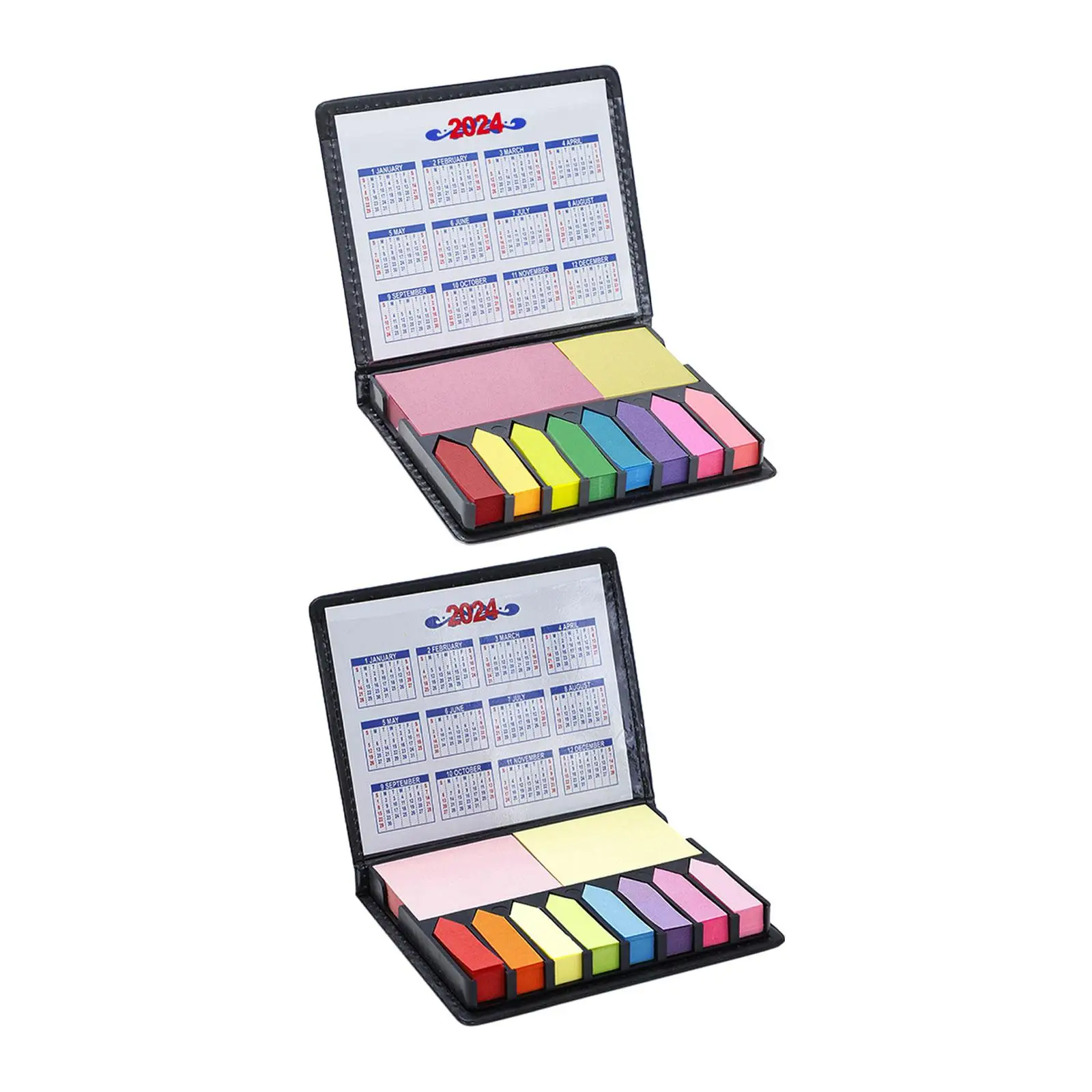 Boxed Self-Stick Notes Multicolor Sticky Notes Writable Tabs Flags with PU Leather Packaging Box Color Memo Pads