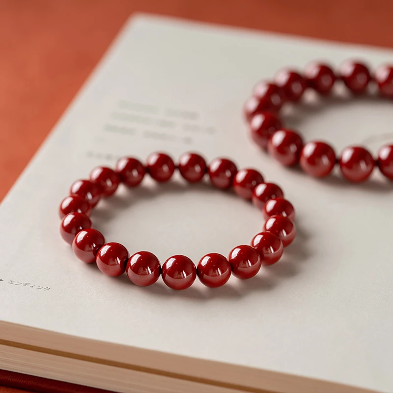 Authentic high purity imperial sand bracelet for female, pure natural, genuine, super grade raw stone cinnabar bracelet for male