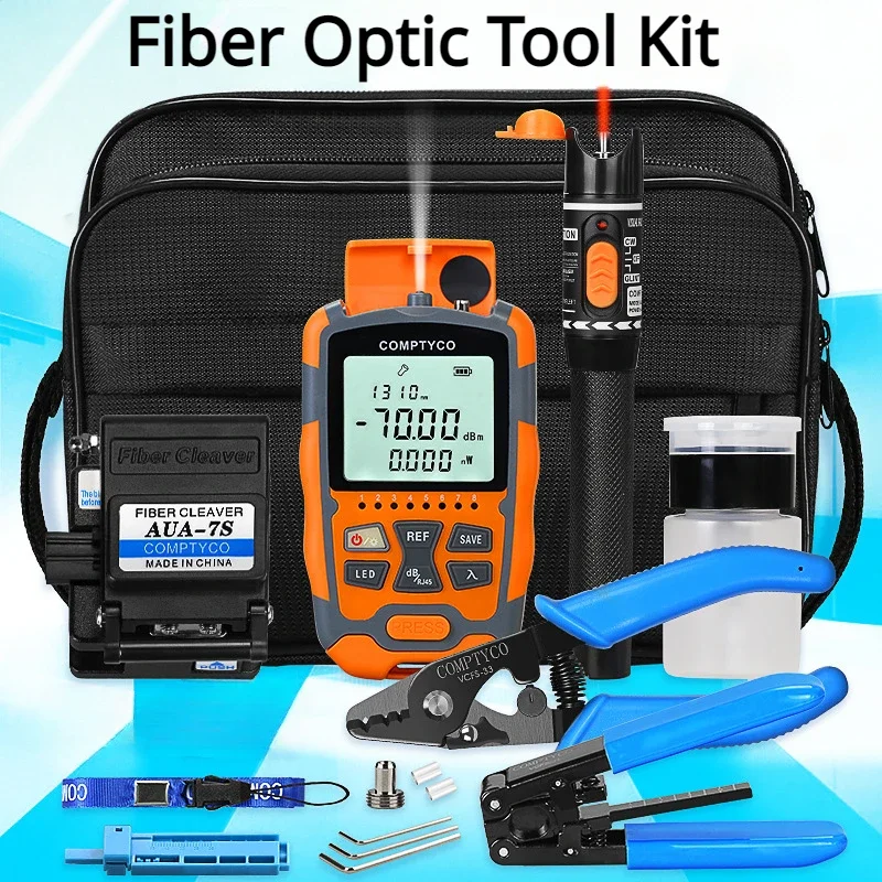

AUA-M7 Fiber Optic Cold Splicing Tool Kit Set Nomiller Pliers Mini 3-in-1 Optical Power Meter Red Light Pen Cutting Knife