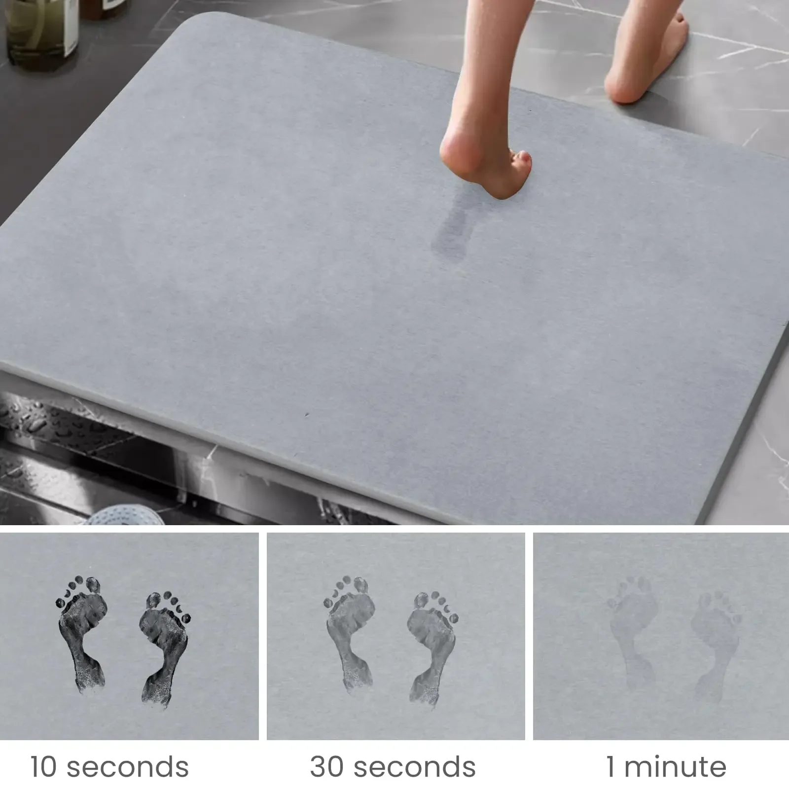 

Diatomite Bath Mat Fast Drying & Non-Slip - Absorbent Stone Shower Mat for Bathroom, Natural Diatomaceous Earth Floor Mat