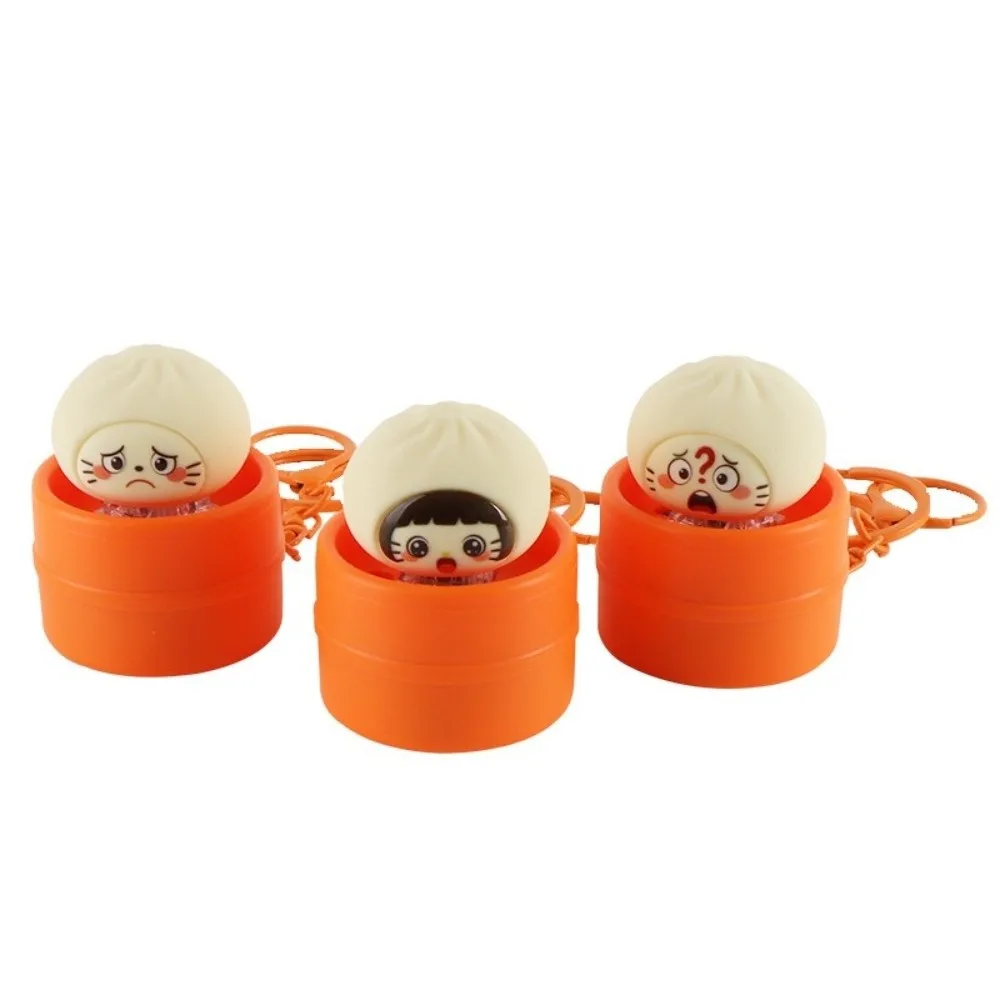Realistic Glowing Steamer Baozi Fidget Keychain Simulation Slow Rebound Soup Dumpling Light Sound Keyring Plastic