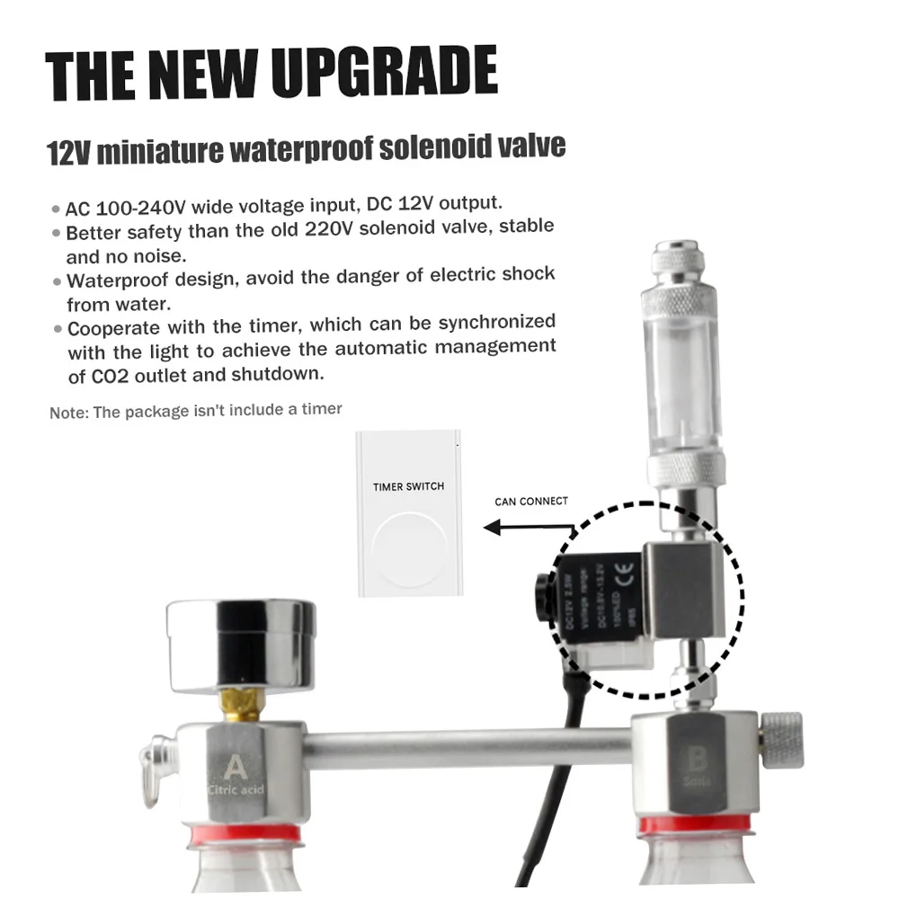 

Aquarium DIY CO2 Generator System Kit CO2 Generator System with Solenoid Valve Bubble Counter & Check Carbon Dioxide Reactor Kit