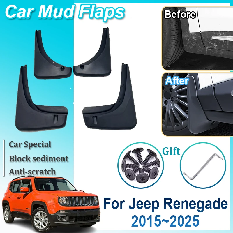 

Для Jeep Renegade 2017 2015-2025 автомобильные брызговики с защитой от брызг, передние и задние крылья, чехлы на колеса, брызговики, автомобильные аксессуары
