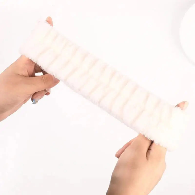 Damen Haarband zum Gesichtwaschen und Make-up, Weiches Korallenfleece Haarreif, Elastische Haarbänder, Mädchen Haaraccessoires – Detail 4
