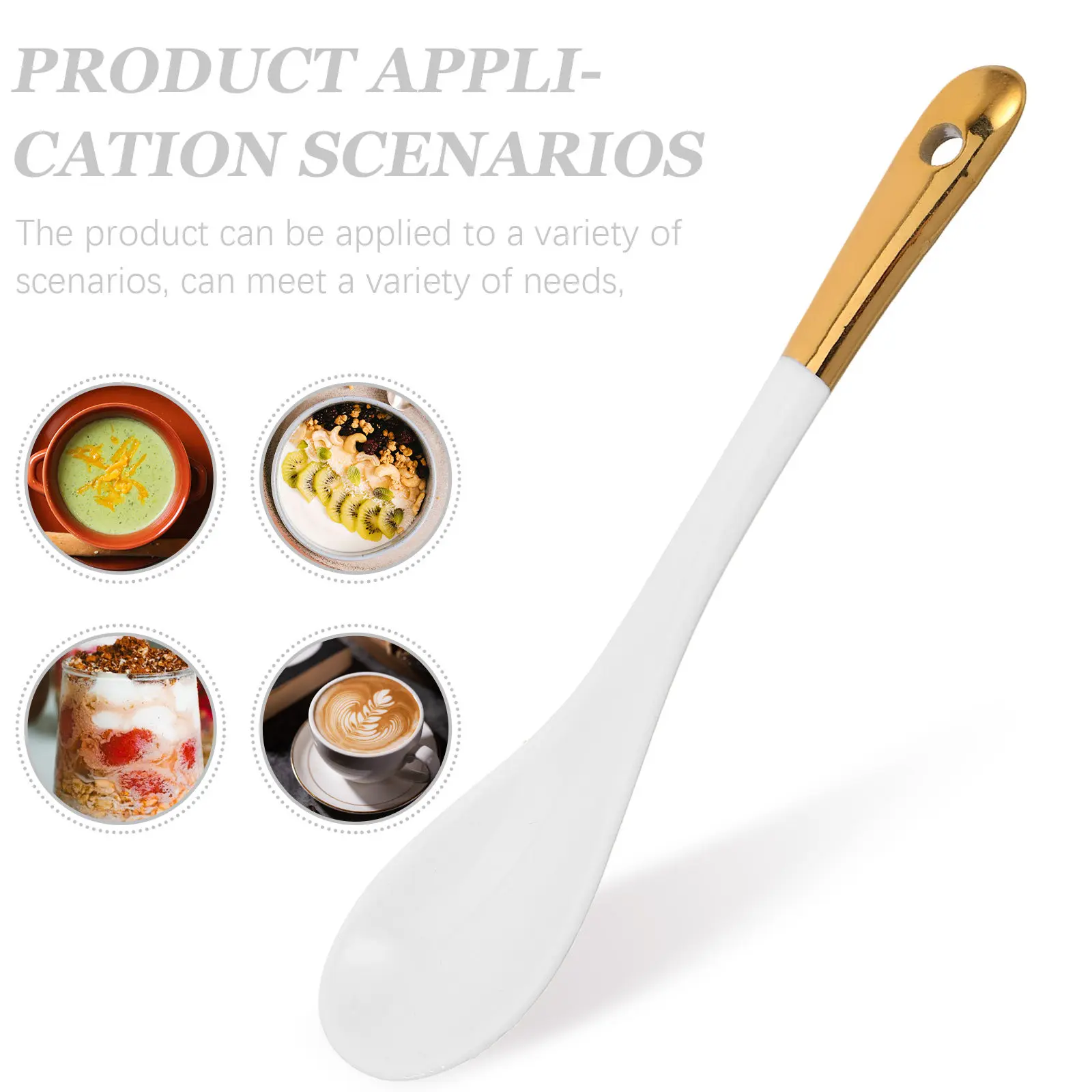 Luxury European Ceramic Coffee Spoon with Gold Rim Stylish Small Spoon for Espresso Tea Stirring Sugar Dessert Condiment Kitchen