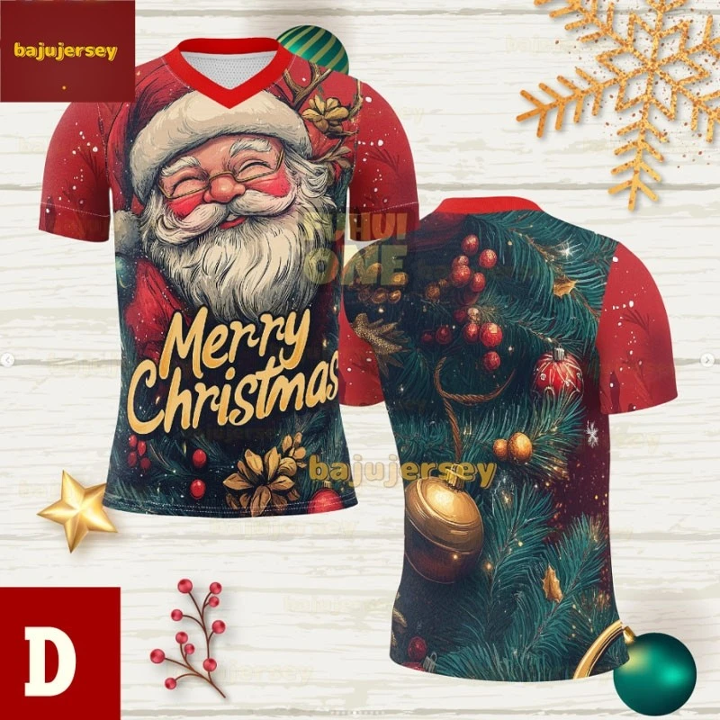 

Детская футболка с v-образным вырезом и Санта-Клаусом, рождественская футболка с короткими рукавами и 3D принтом, одежда унисекс для праздничного подарка