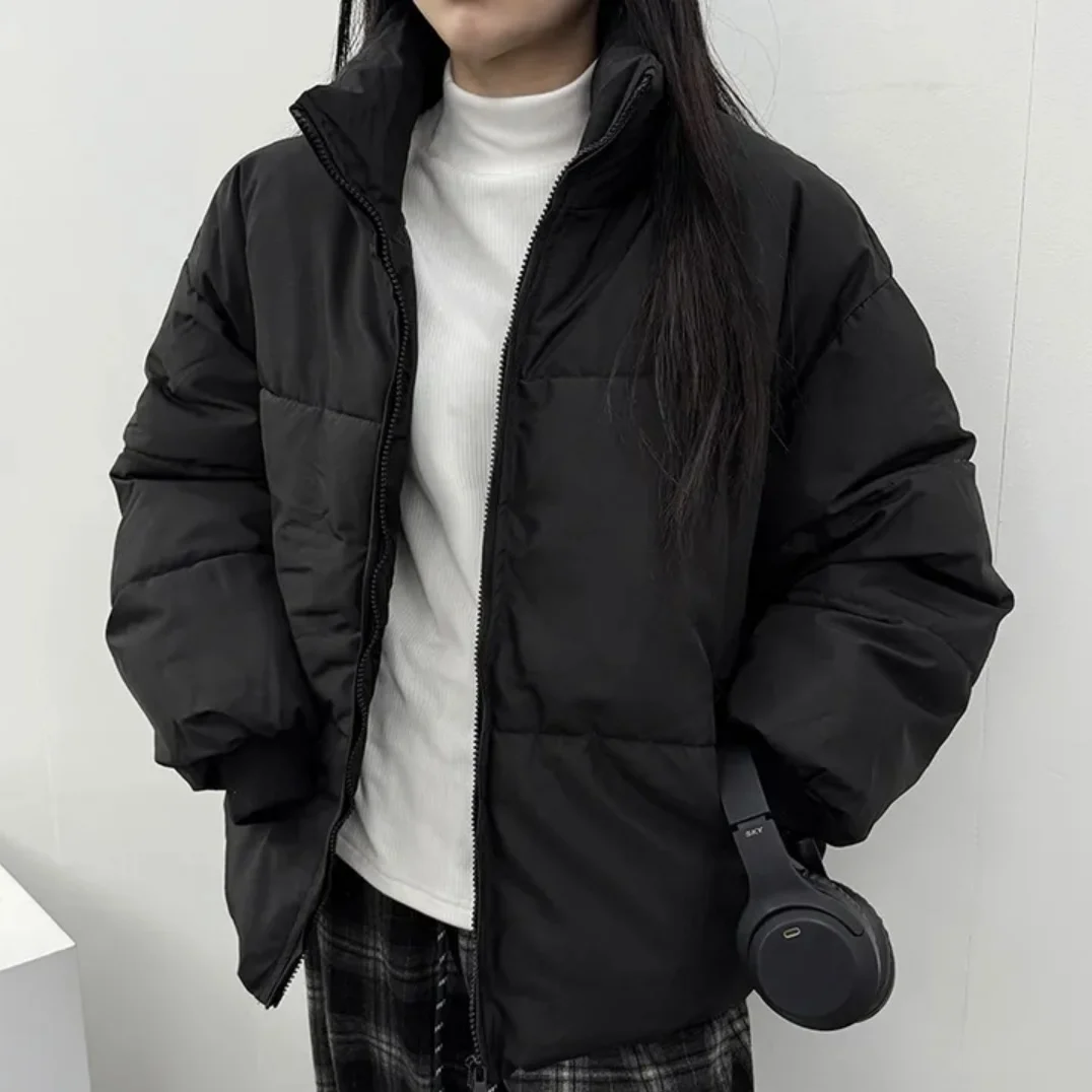 Donna Chic Winter Thiened Cotton Jaet Colletto alla coreana Puffer Pane Sle Top Faionable Capispalla Lungo Sve Pendolarismo
