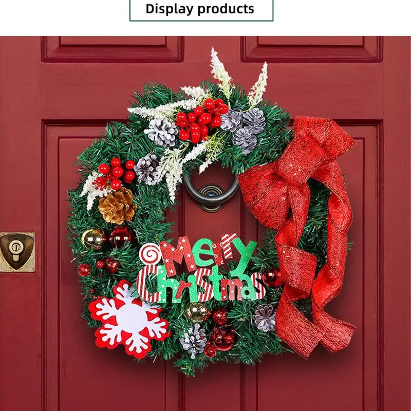 Christmas Wreath For Front Door 16-Inch Christmas Wreaths With Bows Christmas Door Decorations Merry Christmas Decor Door