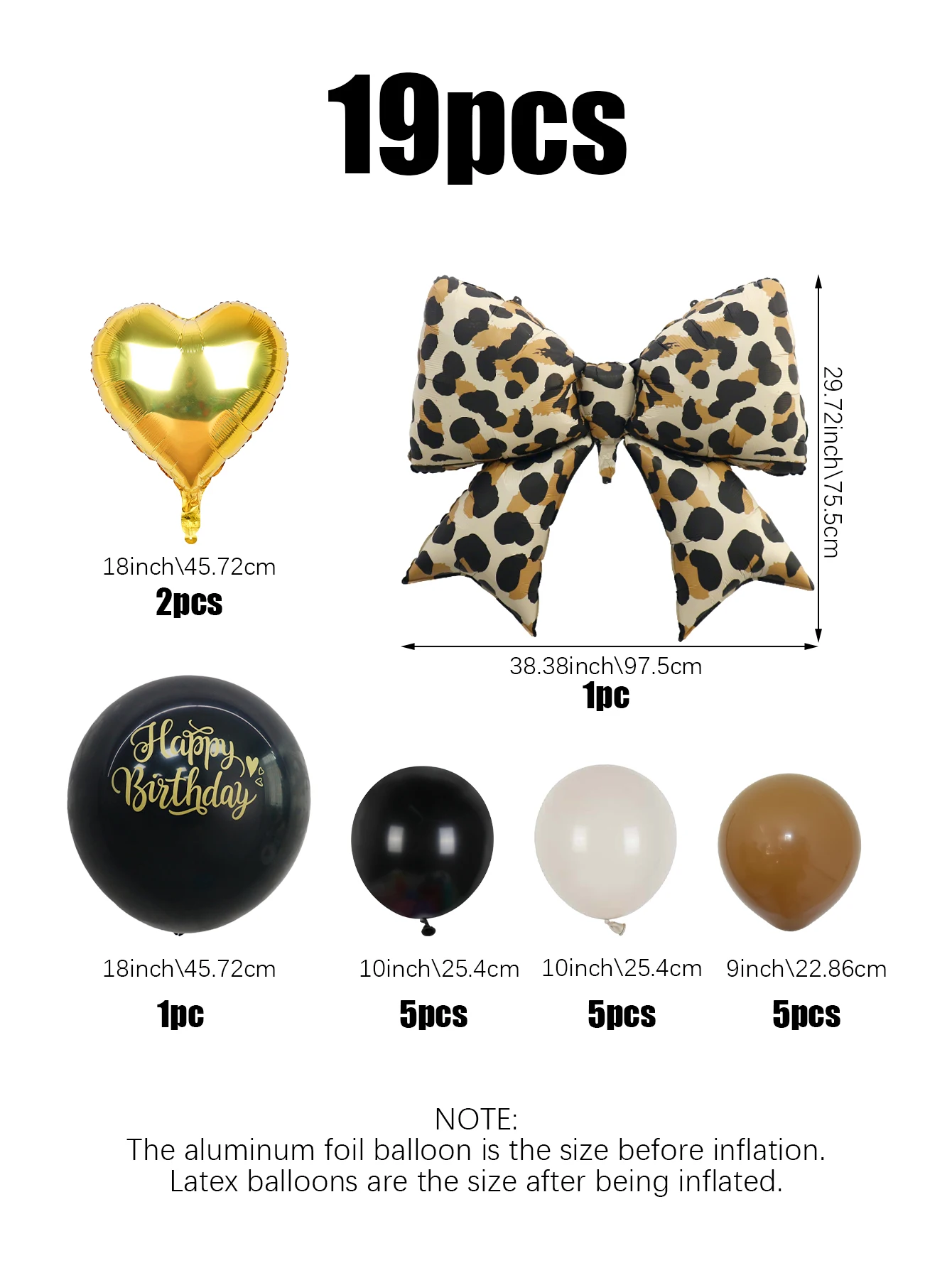 19-teiliges Set glänzender Leopardenmuster-Geburtstagsballons für Mädchenfeiern und Geburtstagspartys mit Leopardenmotiv – Detail 5