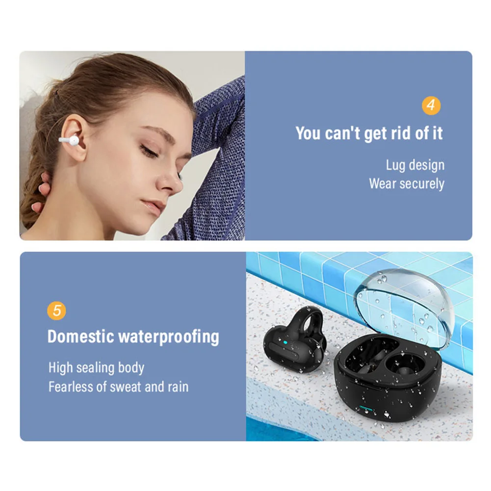 Wireless Earbuds 10MM Dynamic Driver Wireless Earphones with Charging Case Bone Conduction Headset Bluetooth-Compatible