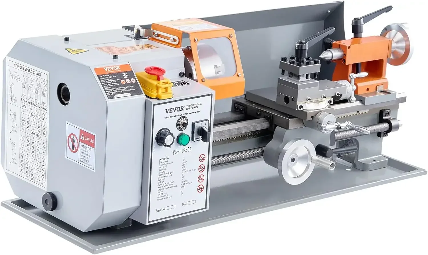 Lathe Machine, 7'' x 13.78'' Precision Benchtop Power Metal Lathe 0-2200 RPM Continuously Variable Speed