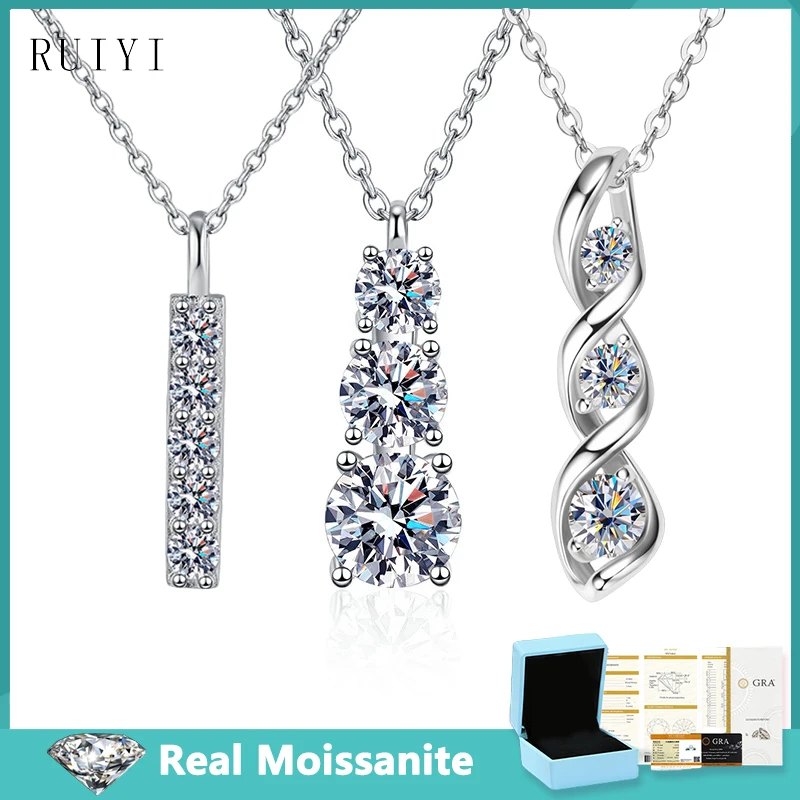 

D Color Moissanite Pendant Necklaces For Women Certified Original 925 Silver Elegant Trendy Luxury Diamond Necklace Jewelry Gift