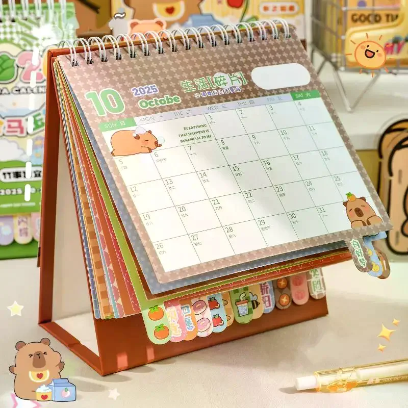 Portable Coil 2026 Desk Calendar Capybara/Panda Desktop Decoration Mini Calendar Schedule Planner Office School Supplies