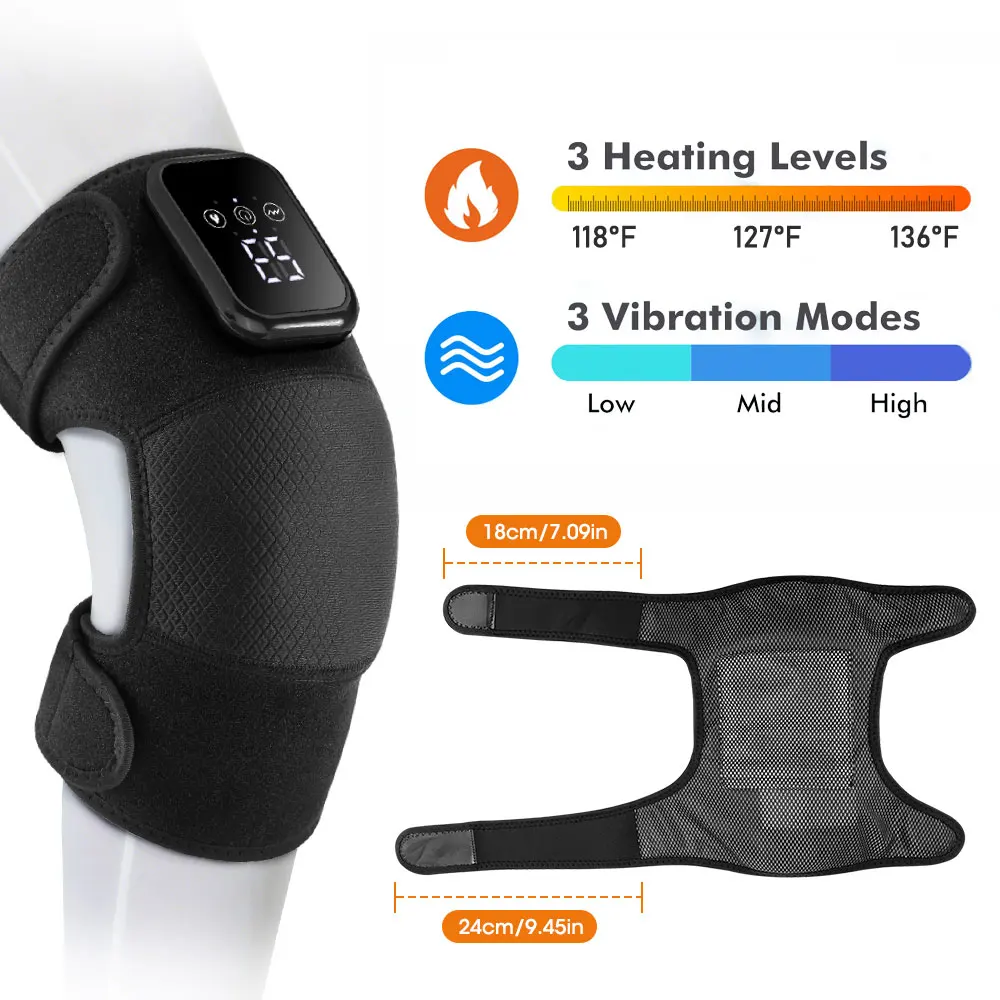 Vibration Massage Knee Pad Heating Wrap Belt Larger Thermal Area Joint Muscle Relaxation Brace Hot Compress Knee Massager Winter