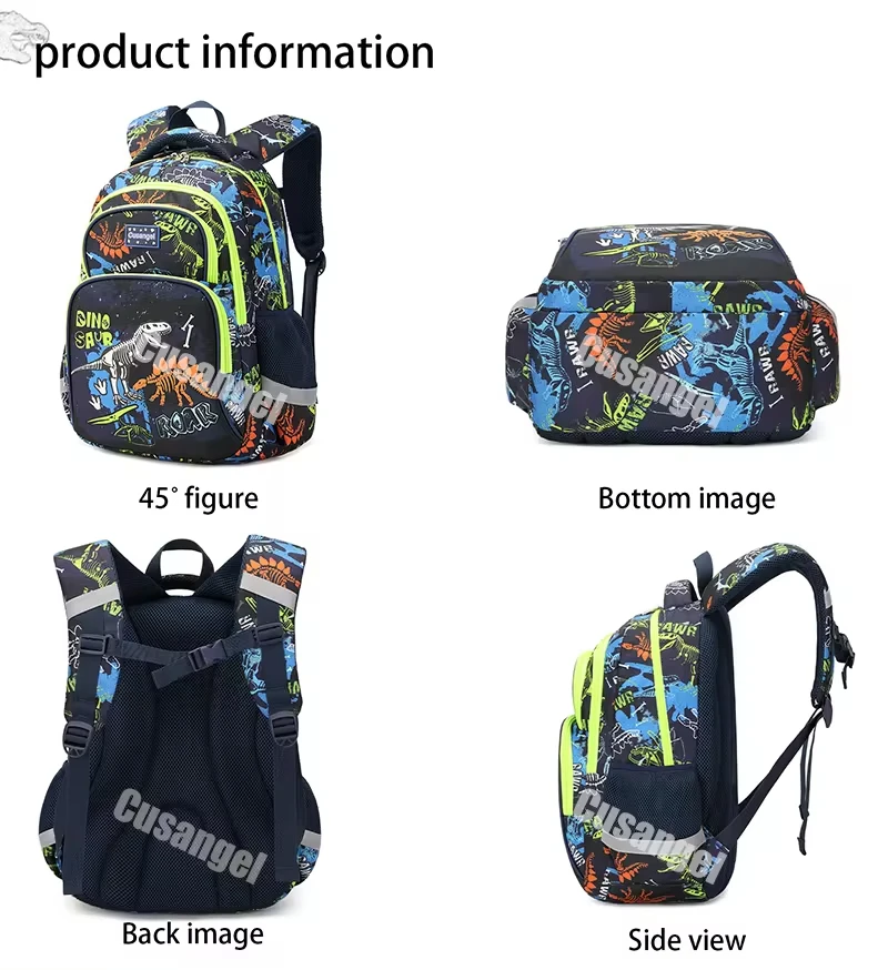 Cusangel School Bag For Boys 7 To 10 Year Primary Students Backpack Luminous Dinosaur Cartoon Bag Backpacks Kids Mochilas