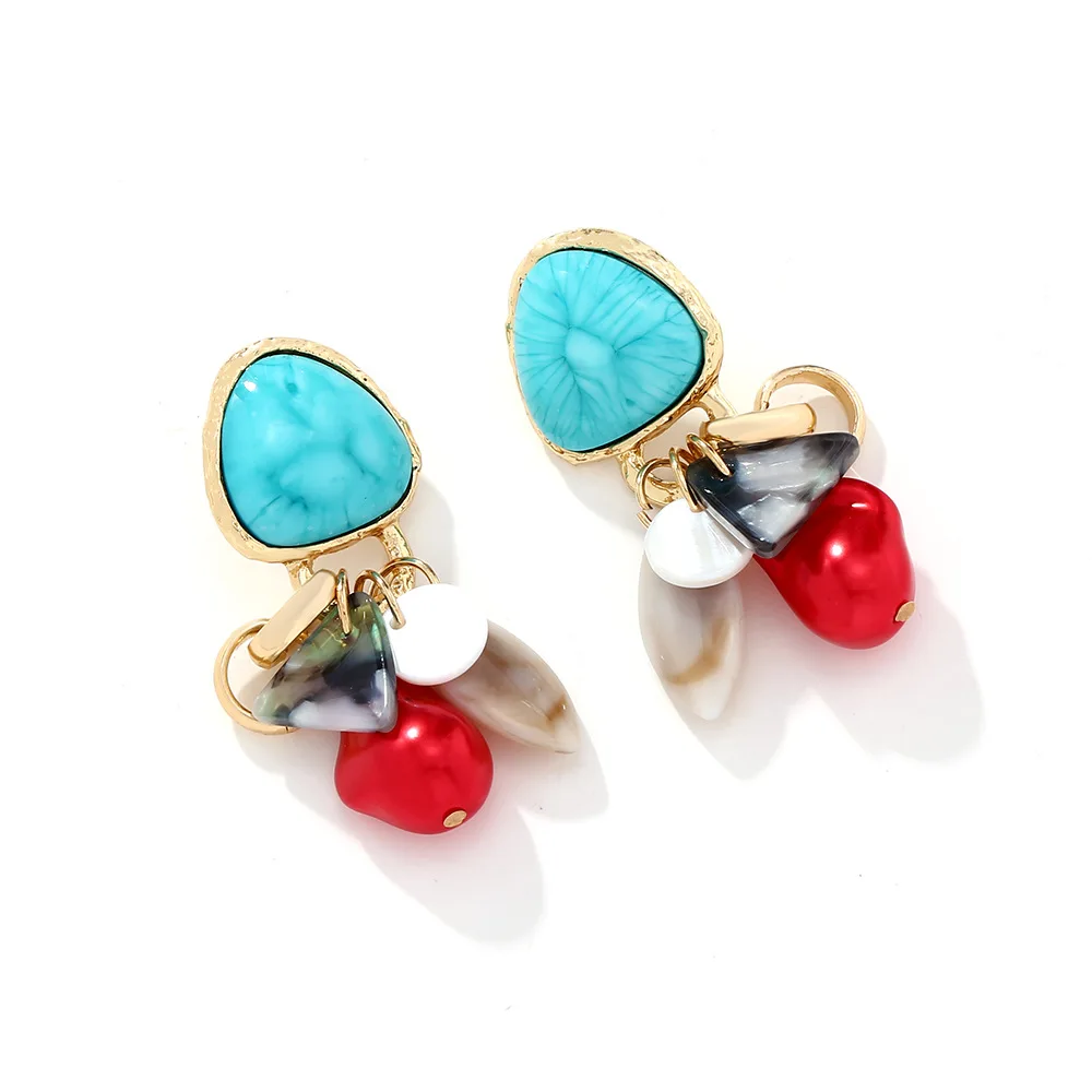 2024 New ZAA Colorful Resin Beads Geometric Drop Earrings for Women Fashion Holiday Party Jewelry Gifts Wholesale