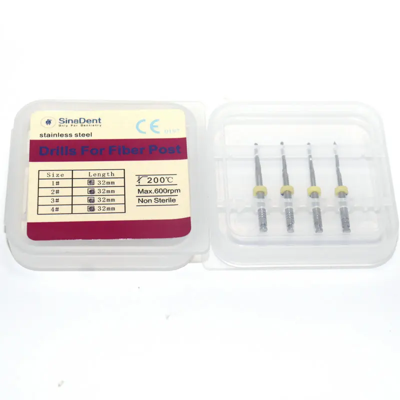 4pcs/pack Dental Drills for Fiber Post 32mm Stainless Steel 1-4# Endodontics Files for Dentistry