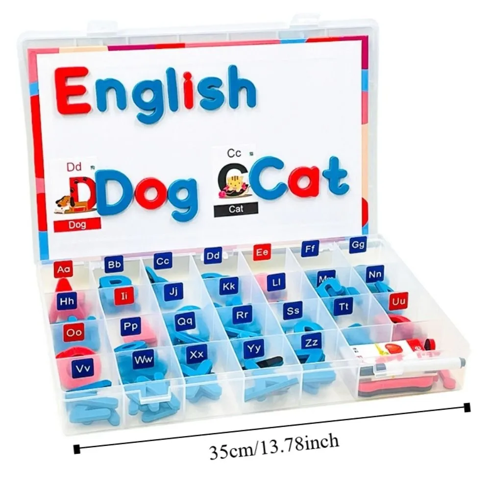 Magnetyczna tablica z literami alfabetu angielskiego, zabawki edukacyjne, klocki, gra logiczna, naklejki magnetyczne z literami, ćwiczenia pisania.