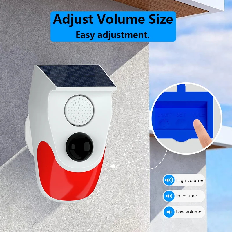 

Outdoor Sound and Light Infrared Alarm Detector USB Rechargeable Sensor 120dB Wireless PIR Motion Sensor with Remote Control