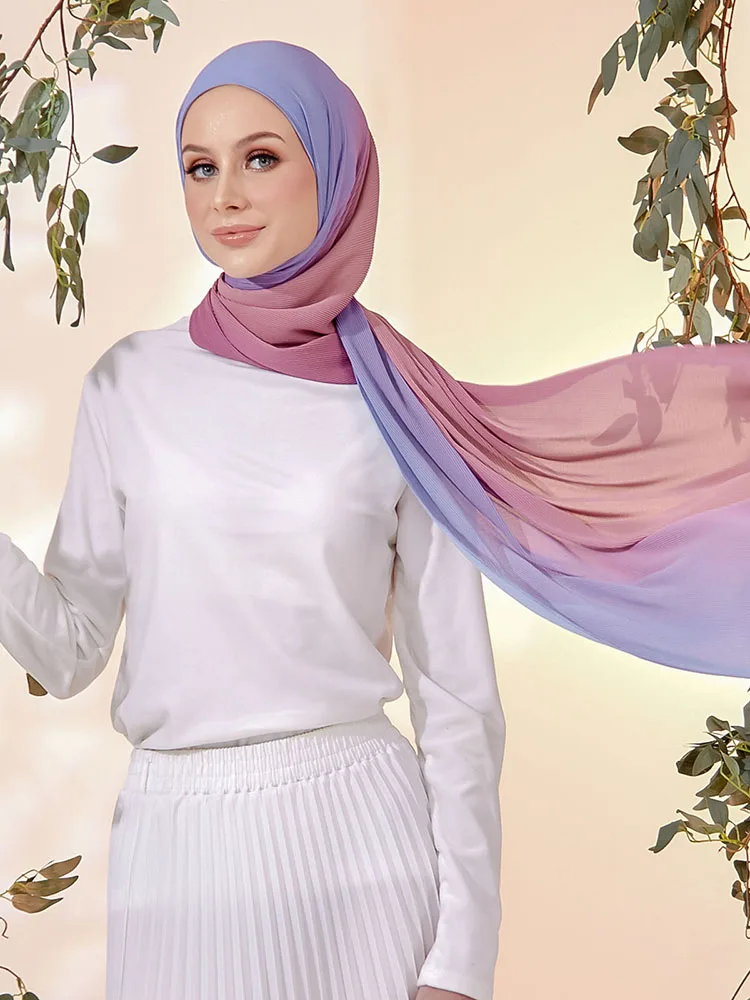 Hijab di lusso in Chiffon musulmano Abaya Hijab per donna Jersey Abaya sciarpa abito islamico donna turbanti avvolgere la testa turbante lungo