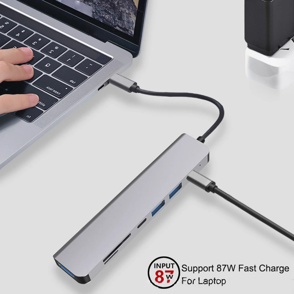 USB Docking Station , 7-In-1 Hub, With PD100W, SD/TF, -Compatible, 4 USB Multi-Port Adapter, For Laptops, Phones Easy To Use