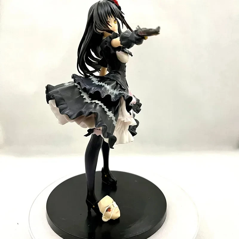 23cm anime data uma figura ao vivo tokisaki kurumi retro vestido preto mutável rosto modelo ornamentos 30th aniversário coleção brinquedos