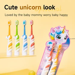 2/4 Cartoon Kidsren's Toothbrushes for Kidsren Aged 3-12 Years Old, Unicorn Kidsren's Toothbrushes, Soft Bristles Care for Baby