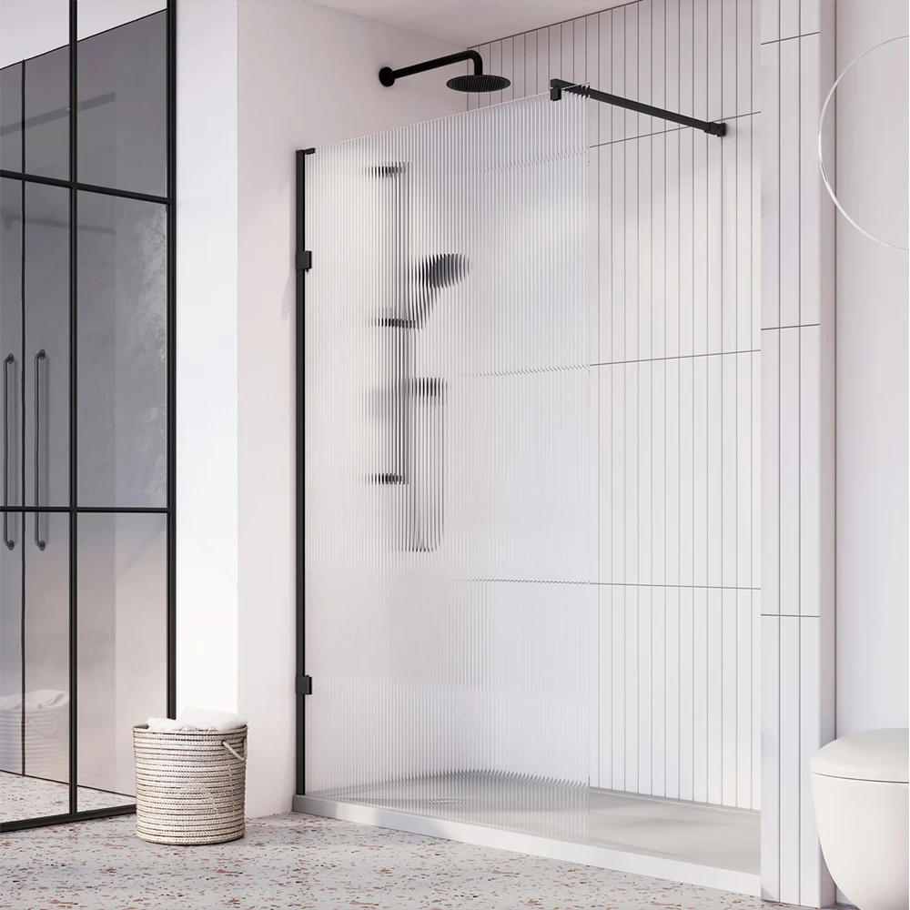 CustomizedGeorgia Bathroom Frameless Fluted Glass Panel Walk in Shower Screen