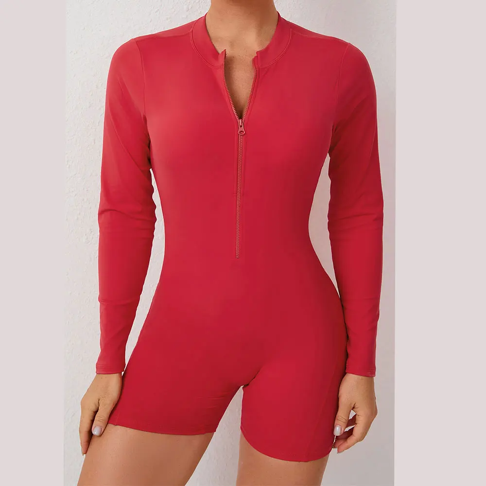 

JUREN сексуальный комбинезон с V-образным вырезом на спине, женский спортивный костюм, комплект для йоги, спортивный комбинезон на молнии, спортивный костюм с длинными рукавами для фитнеса, боди для тренировок в тренажерном зале