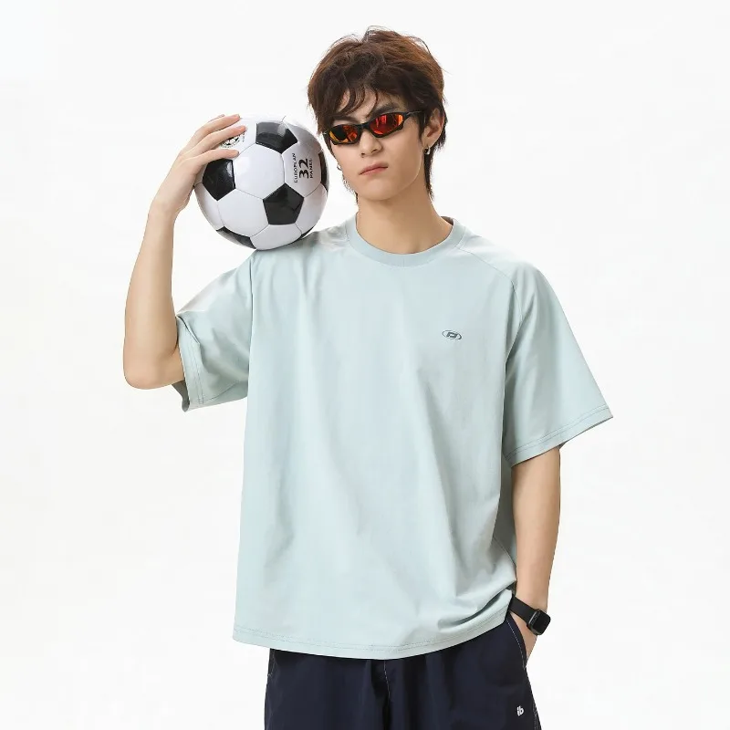 Light Outdoor Cool Breathable Running Sports T-shirt for Men Summer Thin Solid Color Loose Texture