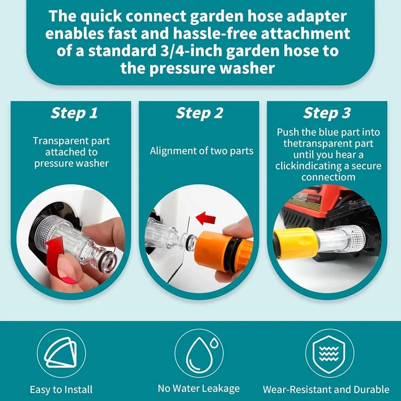 3/4" High Pressure Washer Water Filter Inlet Connector  Replacement Tool Water Pump Inlet Hose Garden Hose for Garden Adapter