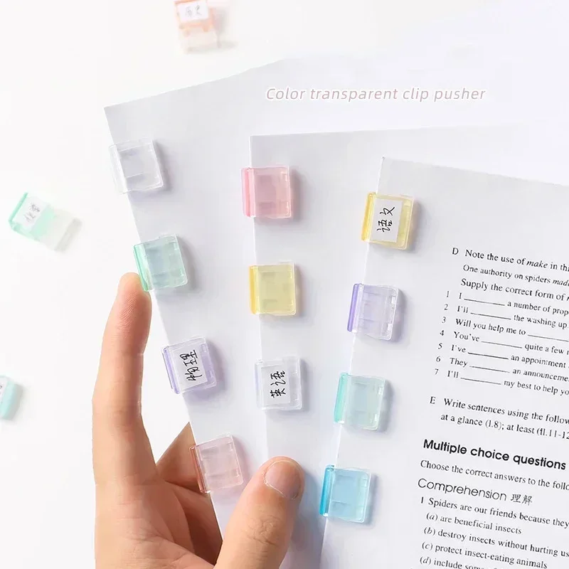 Candy Color Staples Paper Clip Transparent Documents Bookmarks File Mini Paper Clip Index Page Holder Clamp School Supplies